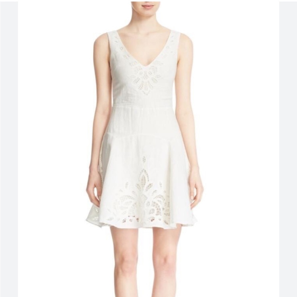 Joie White A-Line Lace Skirt